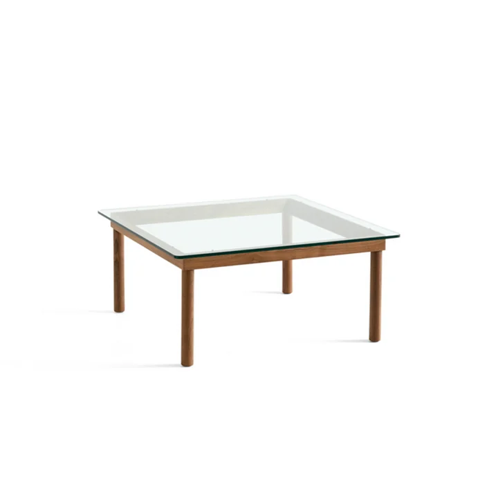 Kofi Coffee table with glass top by HAY in the dimensions 80 x 80 cm in the colour walnut / clear