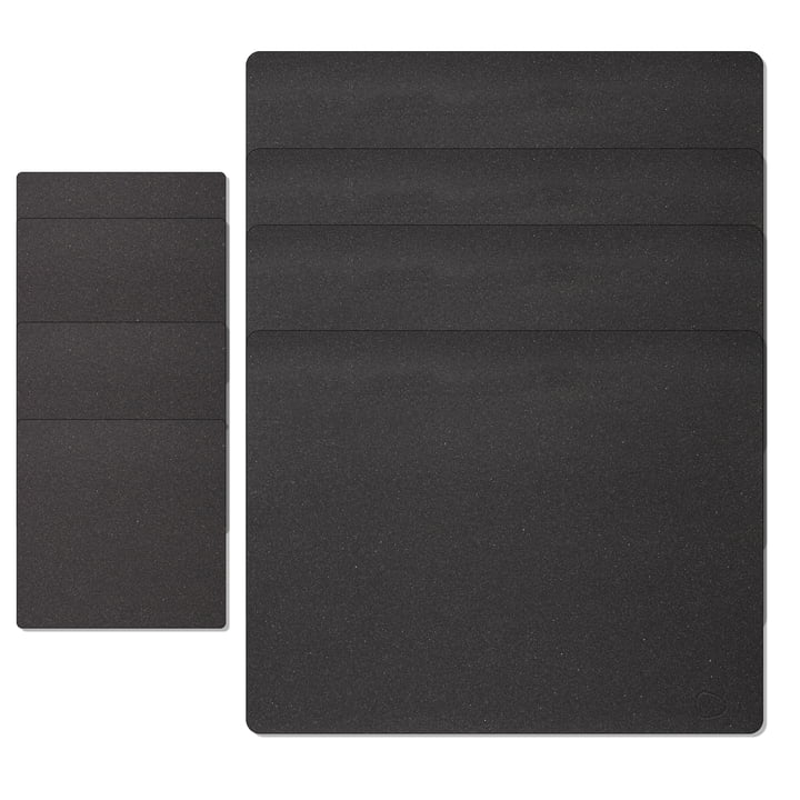 Gift set Square L, Core mottled anthracite (4 placemats + 4 glass coasters) by LindDNA