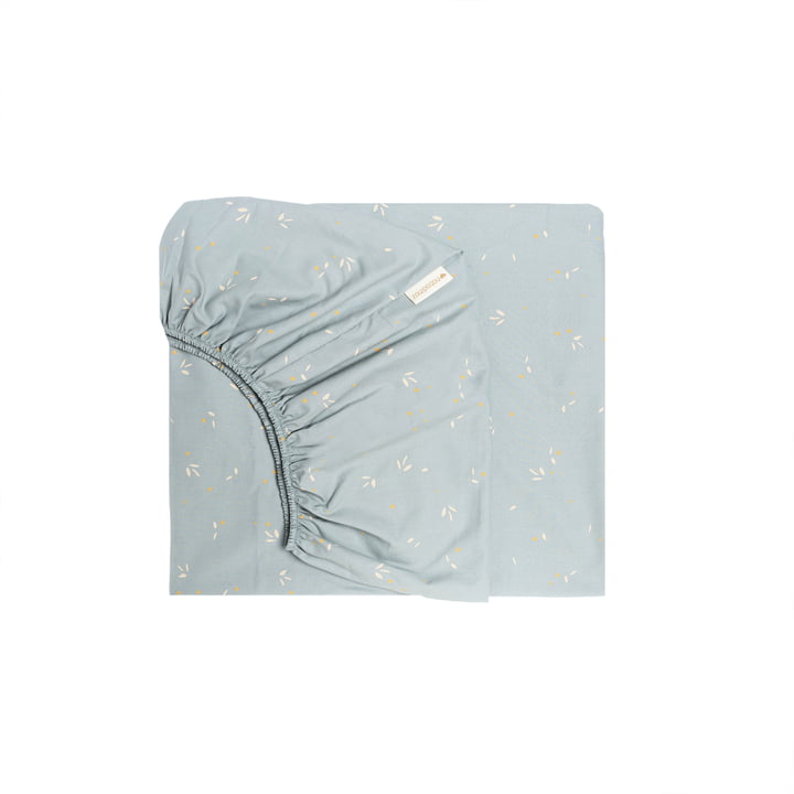 Tibet Baby Fitted sheet, 140 x 70 cm from Nobodinoz in willow soft blue
