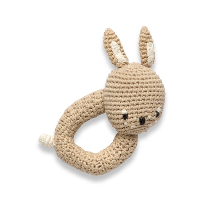 Crochet rattle bunny from Sebra in beige
