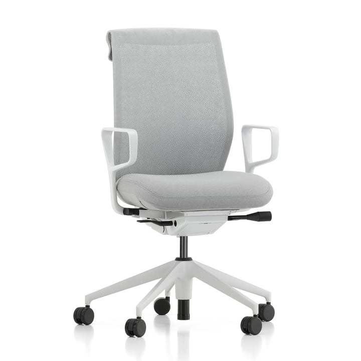 ID Cloud, soft grey, with forward tilt, with seat depth adjustment, ring armrests (soft castors) from Vitra