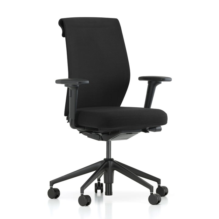ID Cloud, nero / basic dark, with forward tilt, with seat depth adjustment, 2D armrest (soft castors) from Vitra