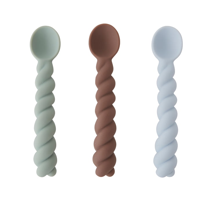 Mellow Children's cutlery spoon from OYOY in blue / taupe / mint (set of 3)