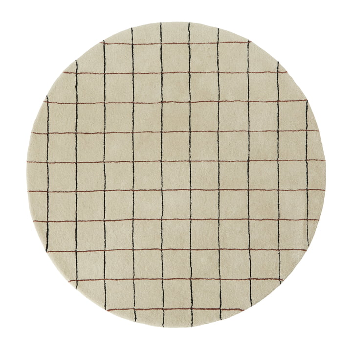 Grid Carpet Ø 140 cm from OYOY in offwhite