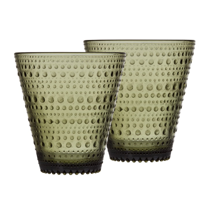 Kastehelmi Drinking glass 30 cl from Iittala in moss green (set of 2)