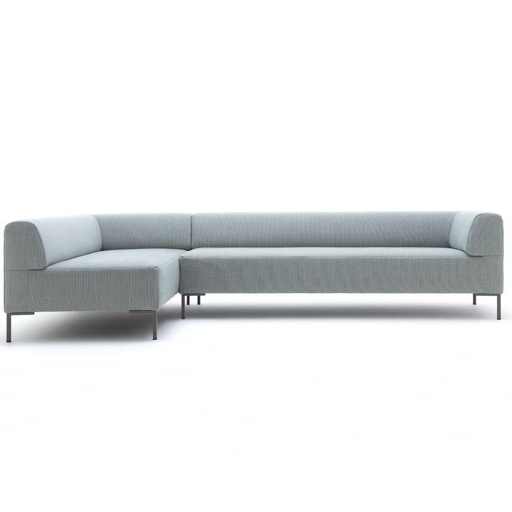 185 Sofa corner left by freistil in angular base grey / cover pastel blue (6540)
