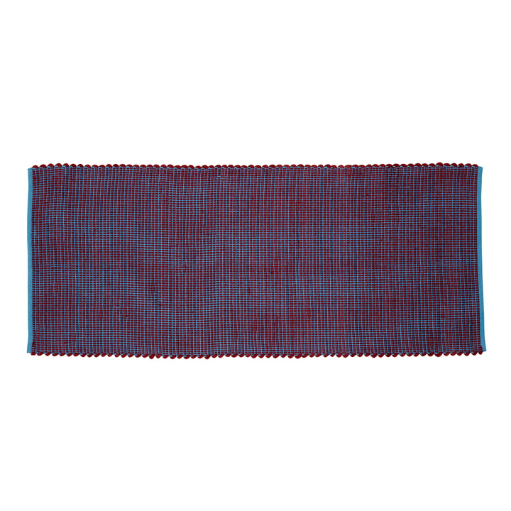 Woven carpet runner 80 x 200 cm, blue / bordeaux from Hübsch Interior