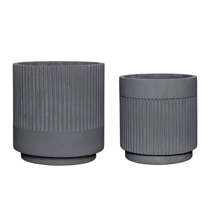 Gips Flower pot, gray (set of 2) from Hübsch Interior