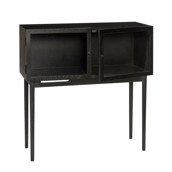 Chest of drawers with glass doors, black oak by Hübsch Interior