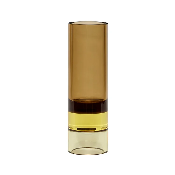 Crystal tealight holder / vase, brown / yellow by Hübsch Interior