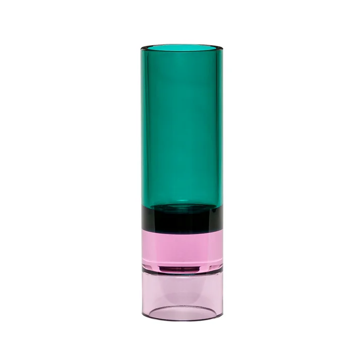 Crystal tealight holder / vase, green / pink by Hübsch Interior