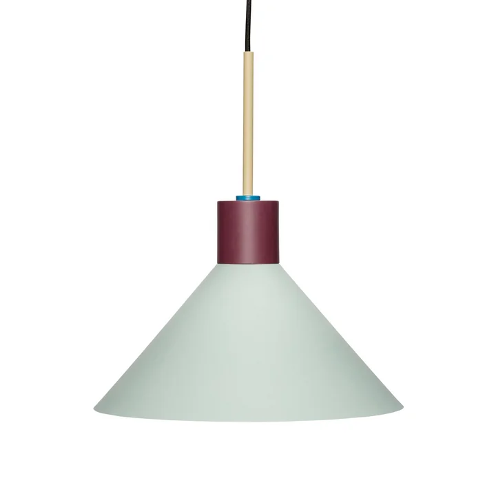 Metal pendant light from Hübsch Interior in mint / burgundy