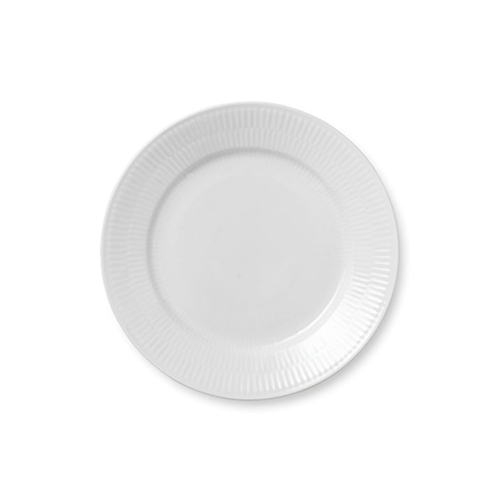 White ribbed plate flat Ø 22 cm from Royal Copenhagen