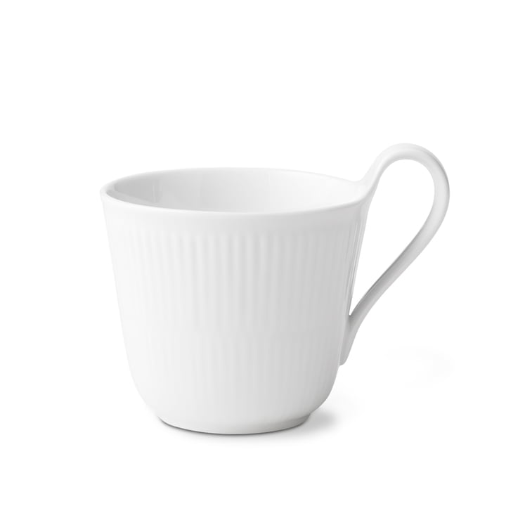 White ribbed cup with high handle by Royal Copenhagen
