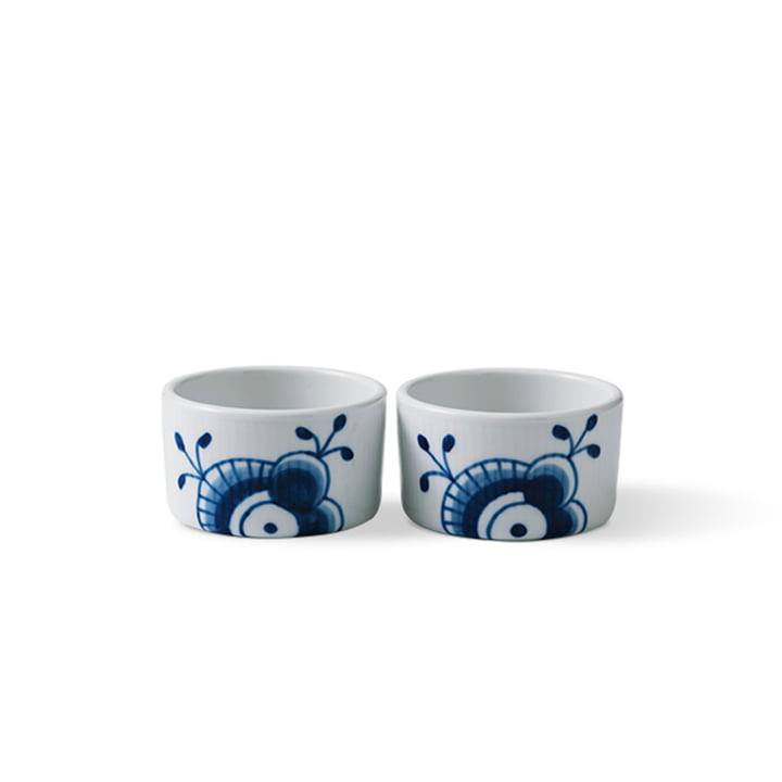 Mega Blue Ribbed Souffle Bowls Set of 2 from Royal Copenhagen
