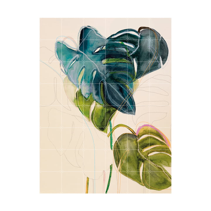 Blue Monstera Mural 120 x 160 cm from IXXI
