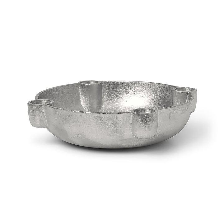 Bowl Aluminium candle holder by ferm Living in the colour silver