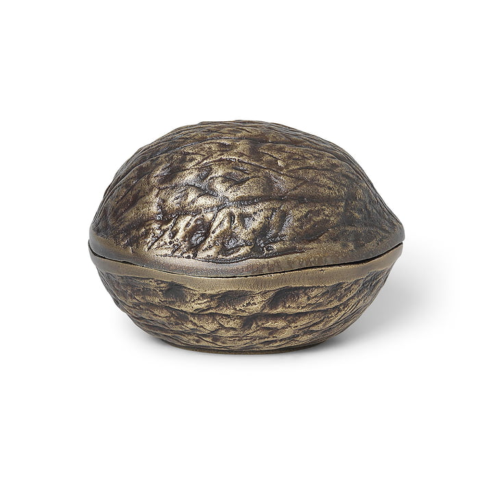 Forest Nut Deco Box by ferm Living in an antique brass finish