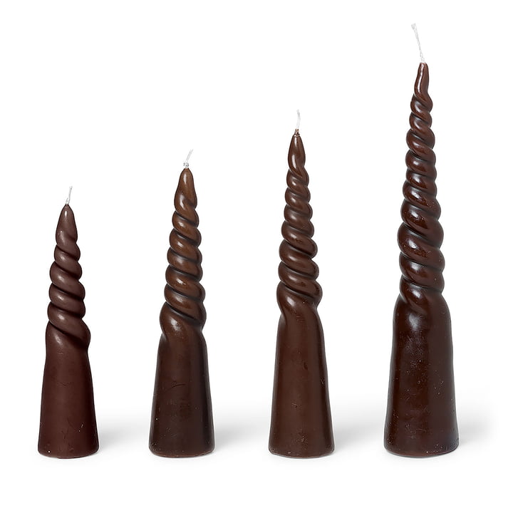 Twisted candles by ferm Living in the color dark brown