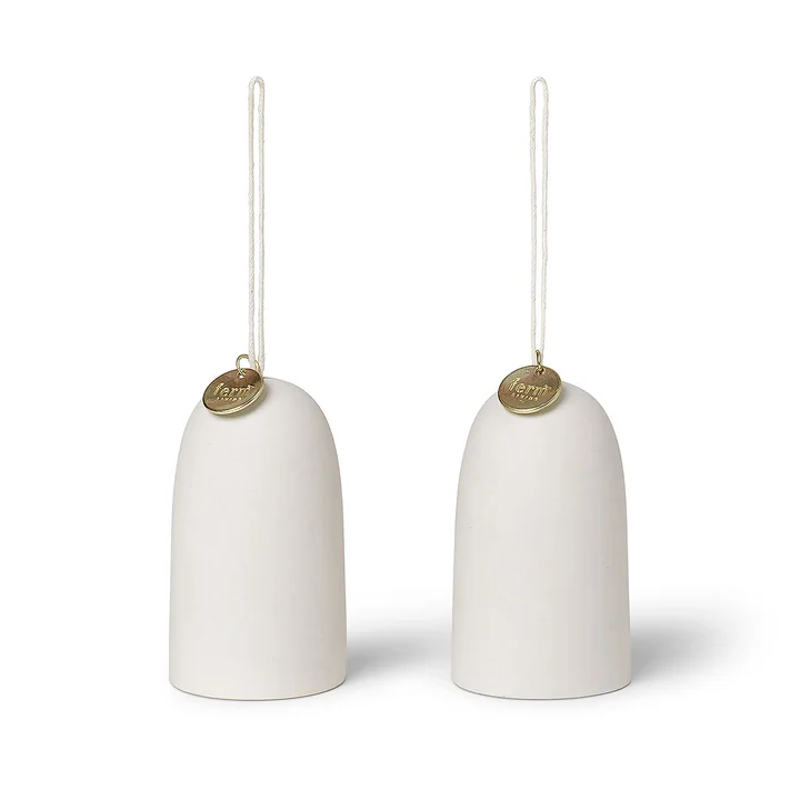 Ceramic pendant bells by Ferm Living in the color off-white