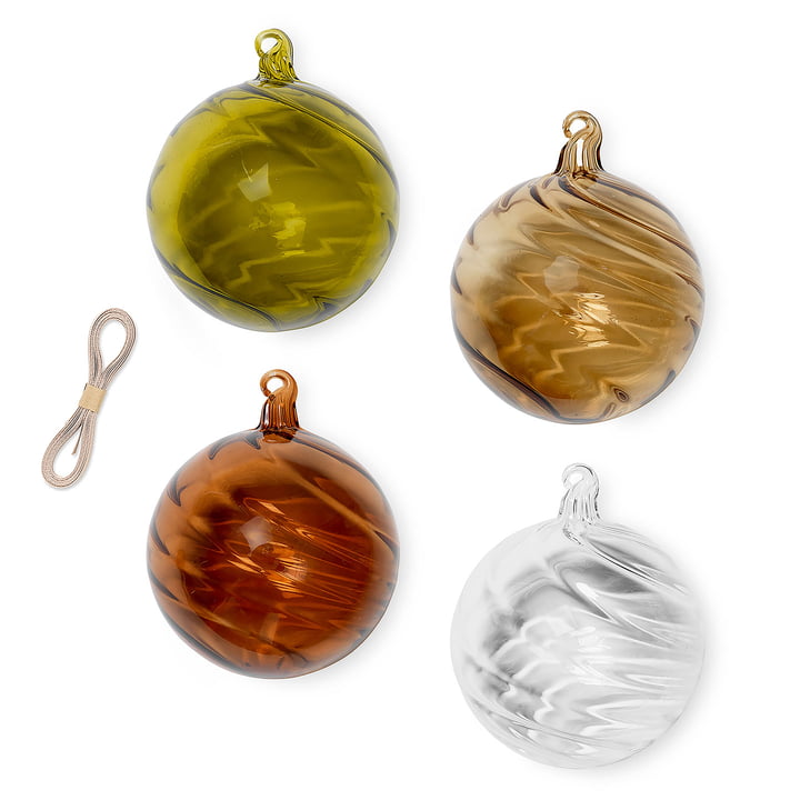 Twirl Christmas tree ball Ø 10 cm by ferm Living in set of 4