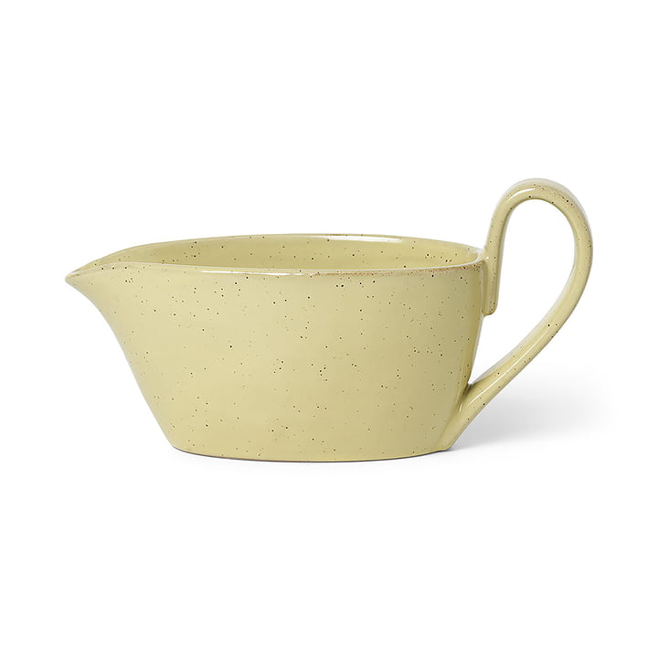 Flow Gravy boat by ferm Living in the colour yellow speckle