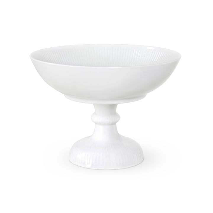 White ribbed bowl with foot Ø 15 cm from Royal Copenhagen