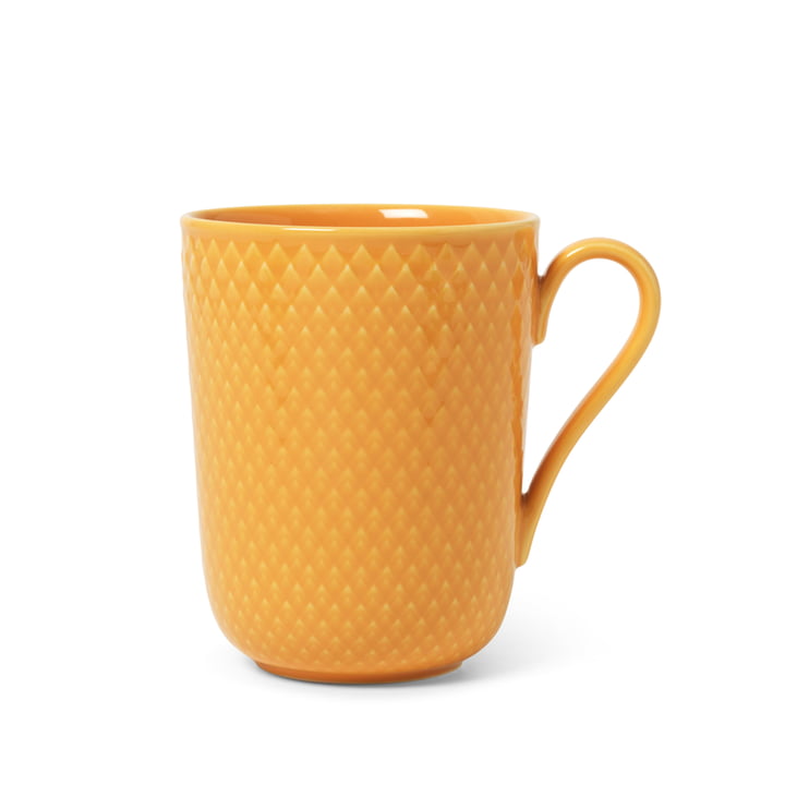 Rhombe Mug with handle 33 cl, yellow from Lyngby Porcelæn