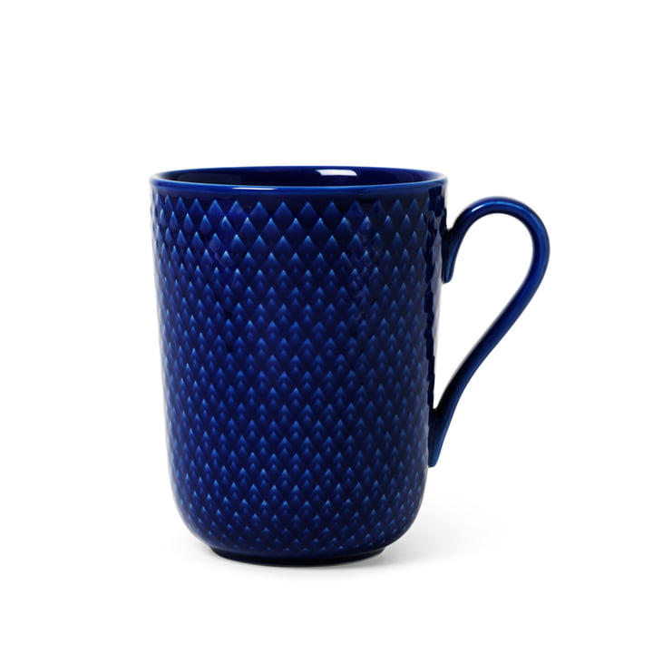 Rhombe Mug with handle 33 cl, dark blue from Lyngby Porcelæn