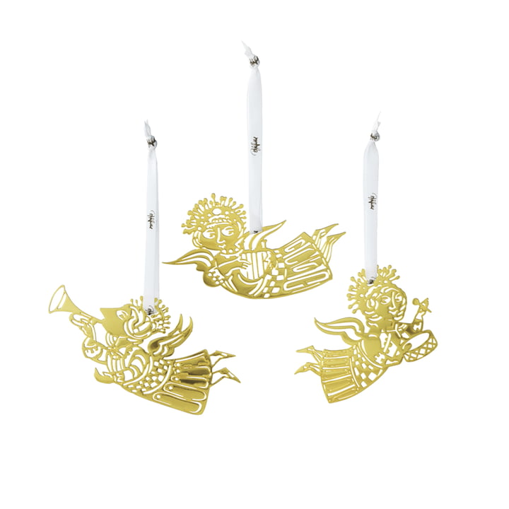 Music Angel Silhouettes Christmas ornaments, gold (set of 3) from Bjørn Wiinblad