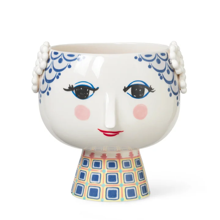 Eva Cachepot with foot Ø 21 cm, blue from Bjørn Wiinblad