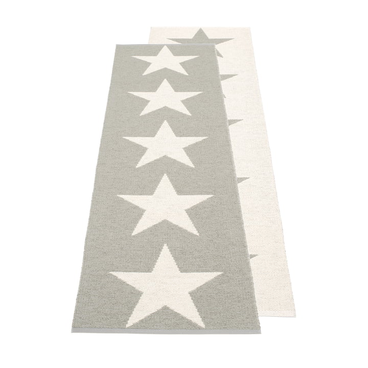 Viggo One Reversible rug, 70 x 250 cm by Pappelina in warmgrey / vanilla