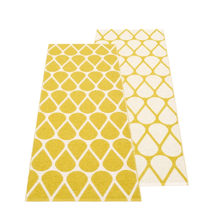 Otis reversible rug, 70 x 200 cm by Pappelina in mustard / vanilla