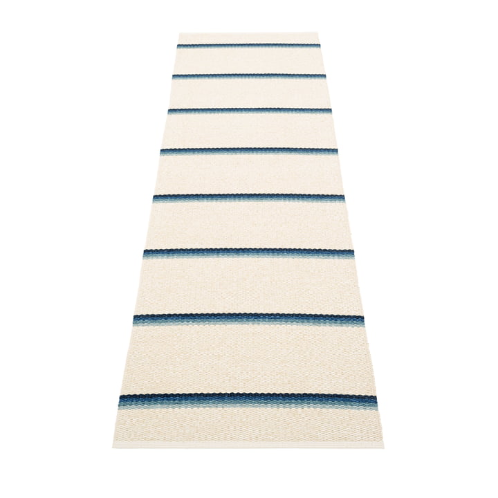 Olle Carpet, 70 x 240 cm by Pappelina in blue / vanilla