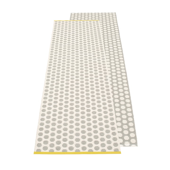 Pappelina - Noa Reversible rug, 70 x 250 cm, warmgrey / vanilla / mustard stripe