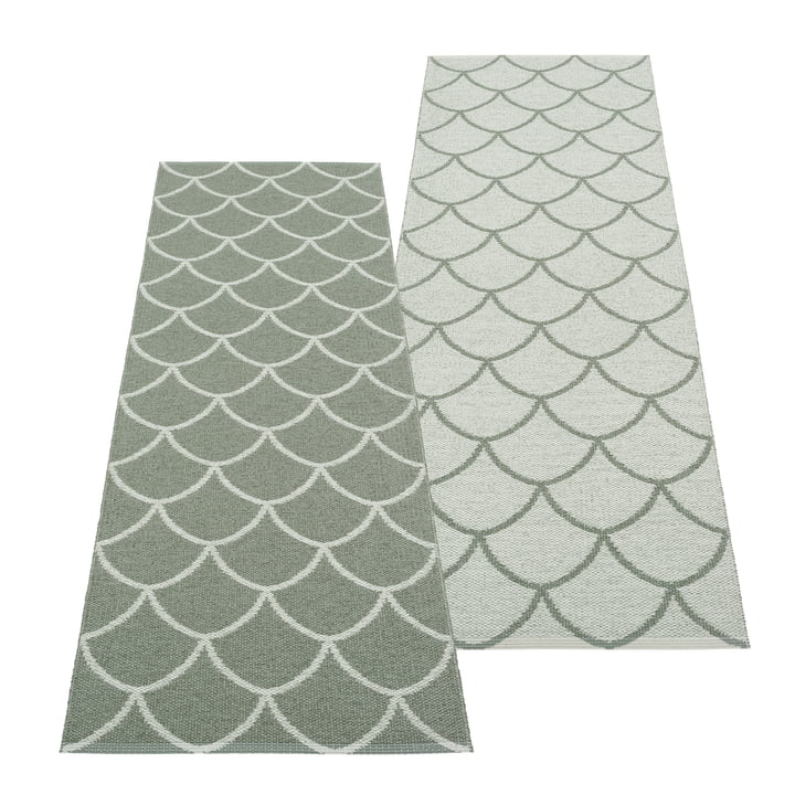 Kotte Reversible rug, 70 x 225 cm by Pappelina in army / sage