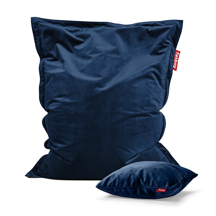Beanbag Original Slim Velvet & Square cushion from Fatboy in color dark blue