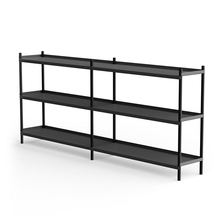 BOLT Shelf 53 x 200 cm 3 shelves from NINE in oak / black