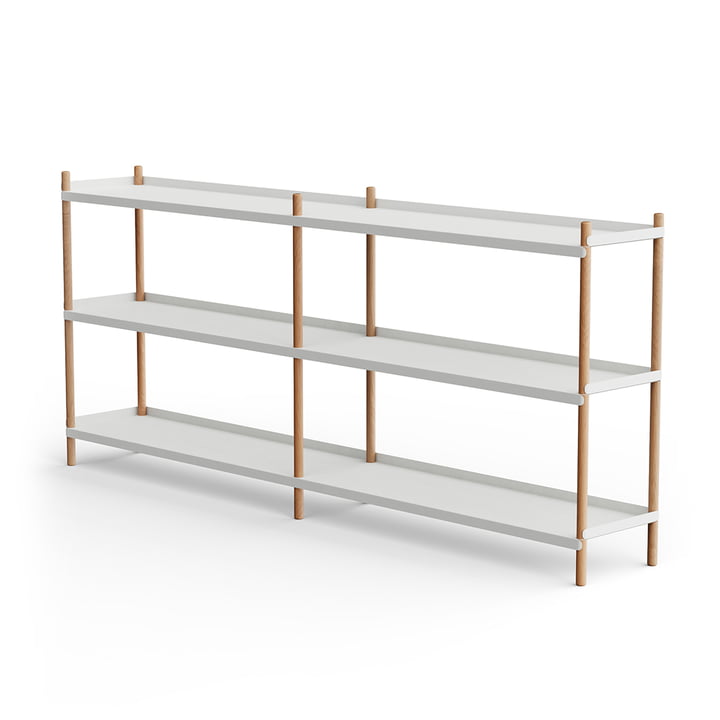 BOLT Shelf 53 x 200 cm 3 shelves from NINE in oak / grey