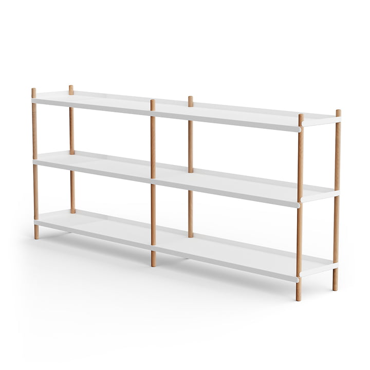BOLT Shelf 53 x 200 cm 3 shelves from NINE in oak / white