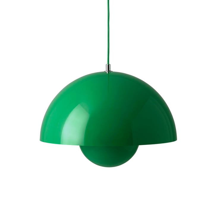 FlowerPot Pendant light VP7 from & Tradition in the colour signal green