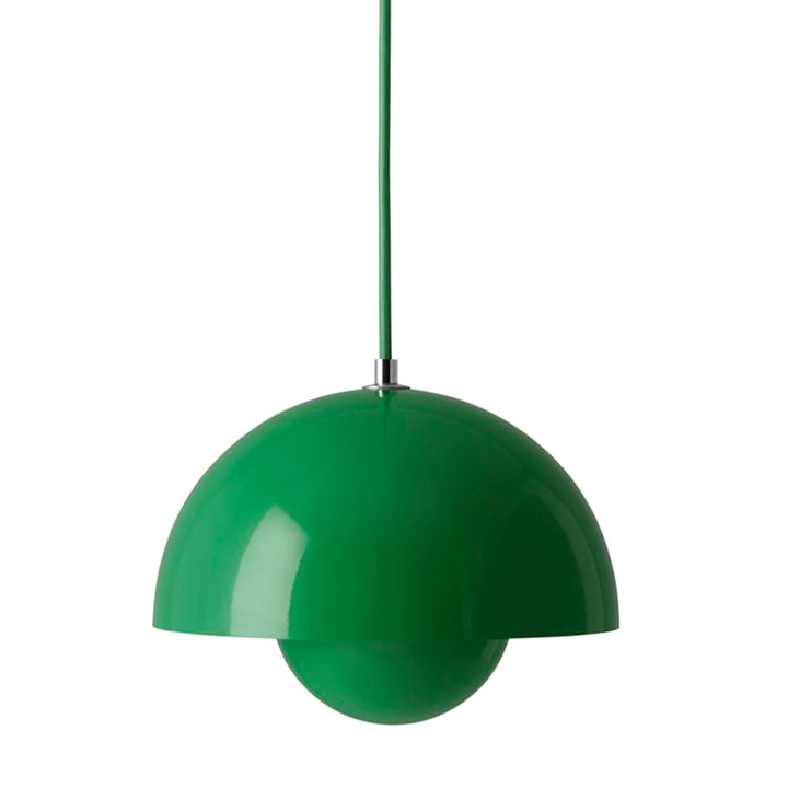 FlowerPot Pendant lamp VP1 from & Tradition in the color signal green