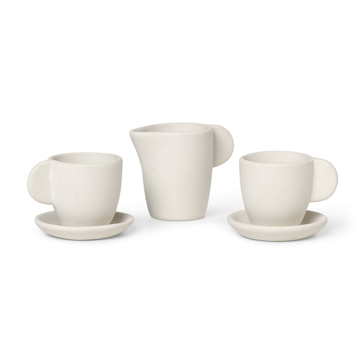 Toy tea set by ferm Living in the colour off-white