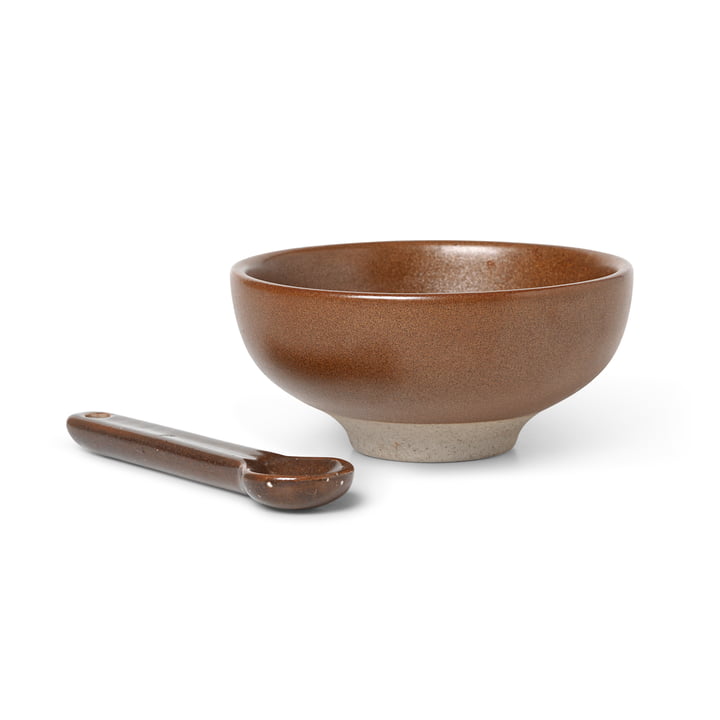 Petite Salt set by ferm Living in the colour chocolate