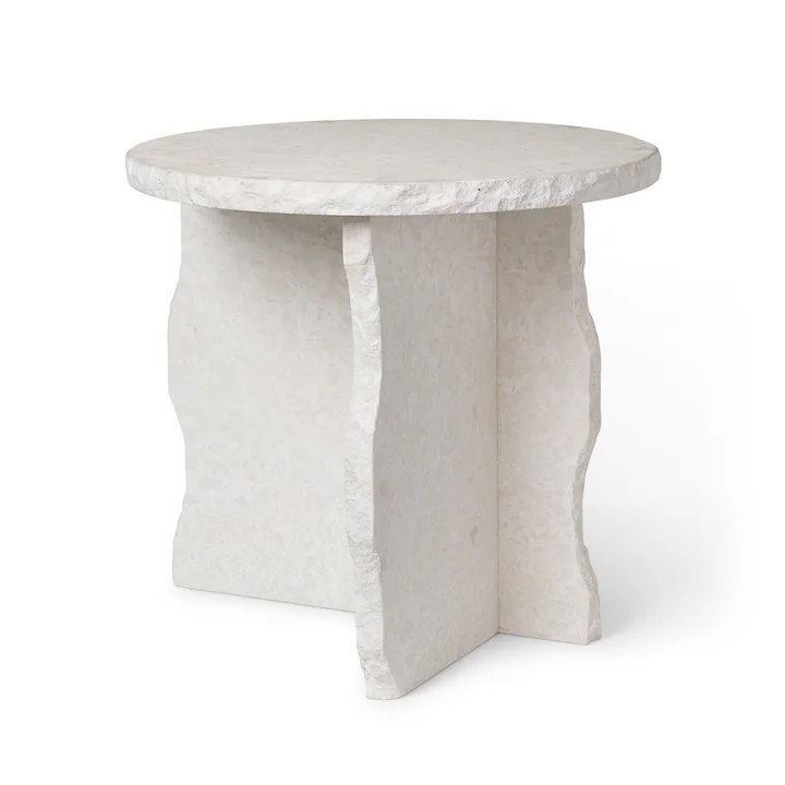 Mineral Marble sculpture table by Ferm Living in the version Bianco Curia