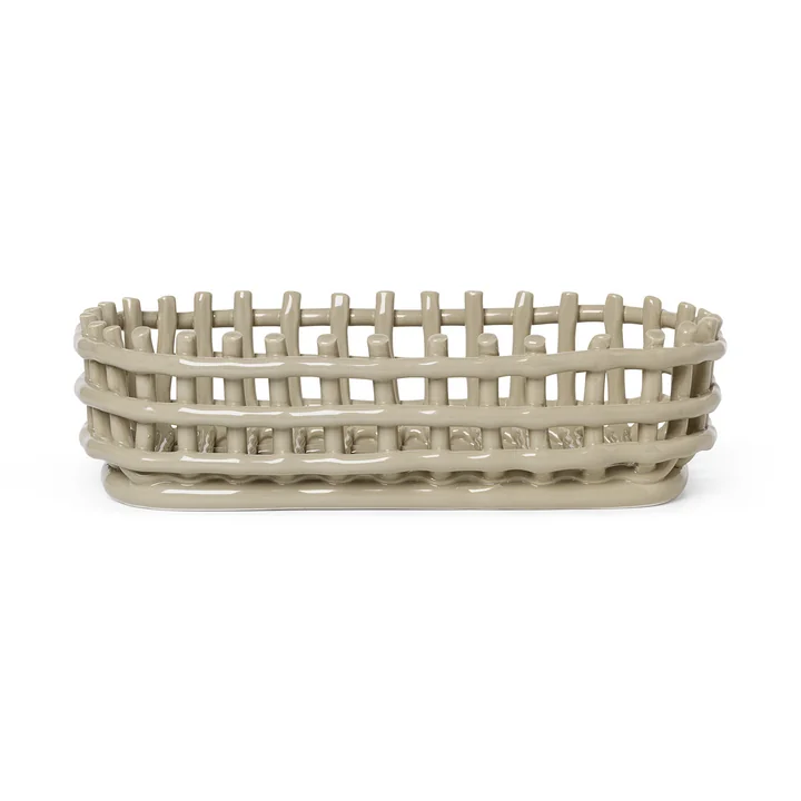 Ceramic basket oval from Ferm Living in the color cashmere