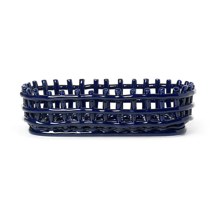 Ceramic basket oval from Ferm Living in the color blue