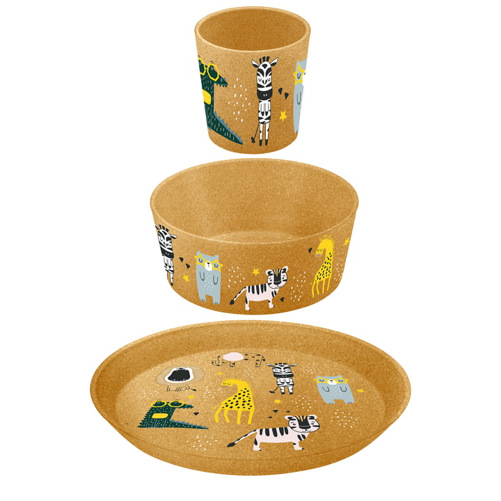 Connect Children's tableware set Zoo from Koziol in the version natural wood