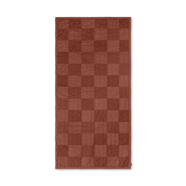 Duo Quilt by ferm Living in the color reddish brown