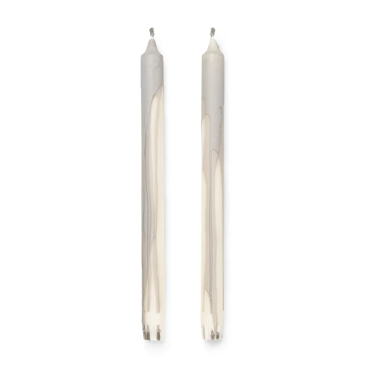 Dryp Stick candles from Ferm Living in the design grey / white